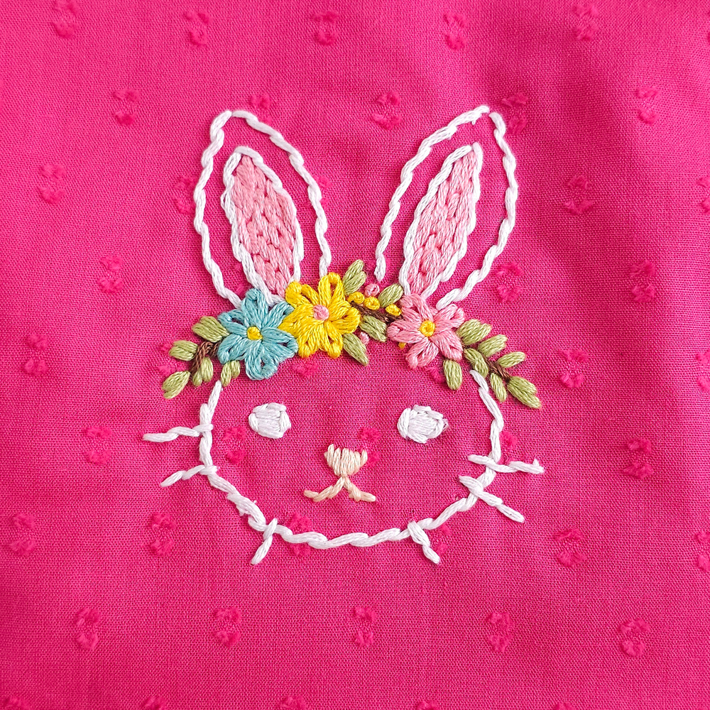 Unisex Baby Embroidered Hot Pink Jabla - Spring Bunny