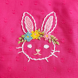 Unisex Baby Embroidered Hot Pink Jabla - Spring Bunny