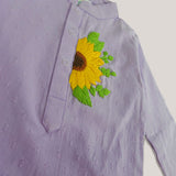 Baby Boy Embroidered Lilac Kurta paired with Pajama Pants - Sunflower