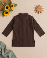 Boys Embroidered Brown Kurta paired with Pajama Pants - Sunflower