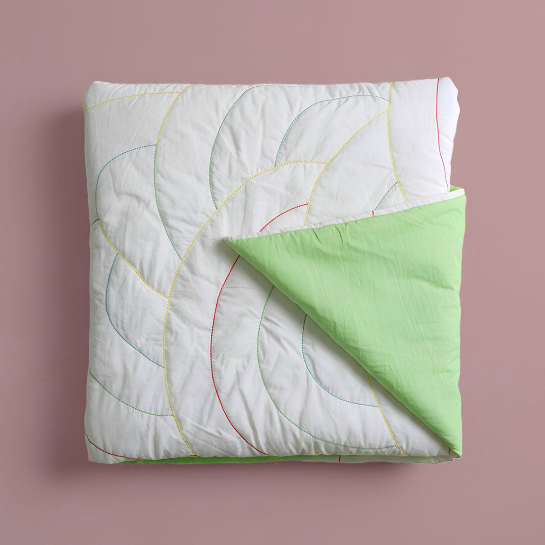 Keebee Organic Cotton Quilt - Rainbow and Green