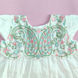Textured Embroidered White Dress with Cap Sleeves - Paisley