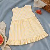 Baby Girl Embroidered Yellow and White Wrap Dress - Sweet Watermelons