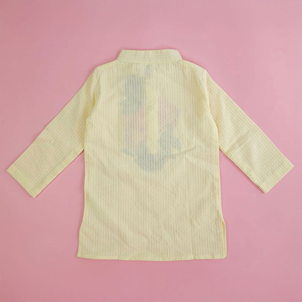 Keebee Organic Cotton Embroidered Yellow Kurta paired with Pajama Pants - Floral Bloom