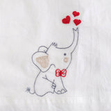 Embroidered White Jabla, Diaper Shorts & Accessories Set - Elephant