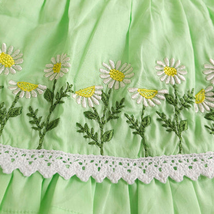 Keebee Organic Cotton Embroidered Mint Green Wrap Dress - Daisy Field