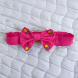 Embroidered Hot Pink Pocket Dress and Accessory Set - Yellow Flowers