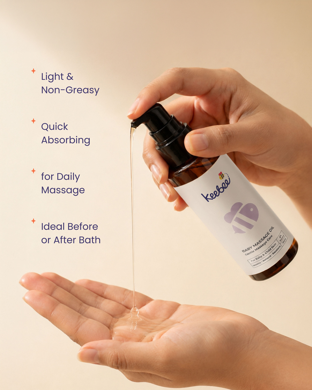 Baby Massage Oil - Sesame & Almond Massage Oil with Squalane (100ml)