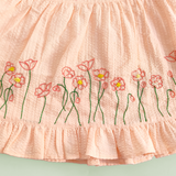 Baby Girl Embroidered Sweet Peach Wrap Dress and Accessories Set -Poppy Field