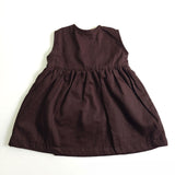 Embroidered Choco Brown Overlap Dress and Accessories Set - Sunflower Garden