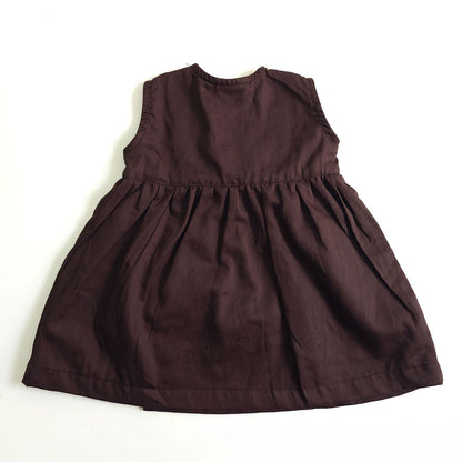 Embroidered Choco Brown Overlap Dress and Accessories Set - Sunflower Garden