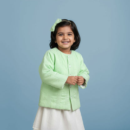 Mint Green Button Up Quilted Jacket