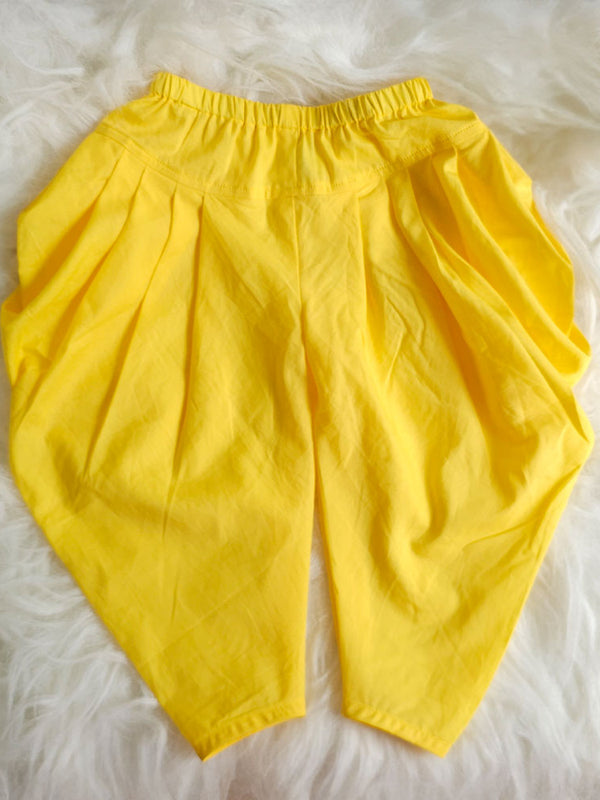 Kids Elastic Waist Dhoti Salwar/Pants - Yellow