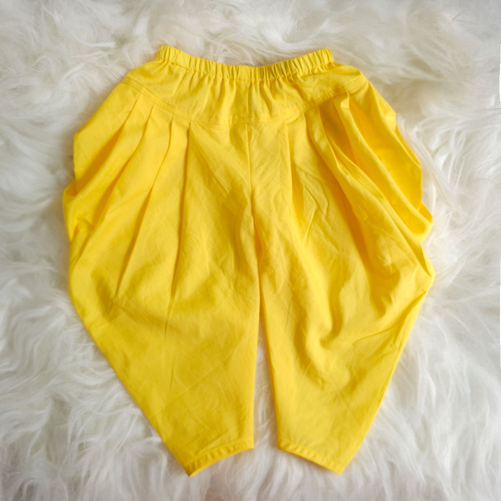 Keebee Organic Cotton Elastic Waist Solid Dhoti Salwar/Pants - Yellow
