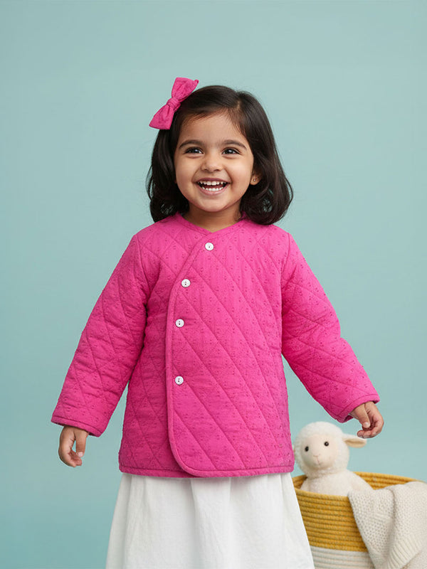 Hot Pink Button Up Quilted Jacket