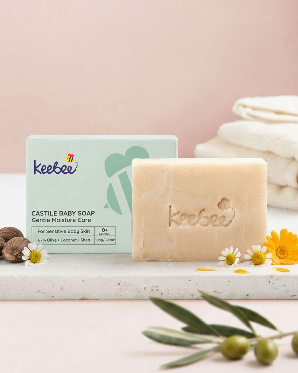 Castile Baby Soap - Olive Oil-Based Gentle Soap for Sensitive Baby Skin
