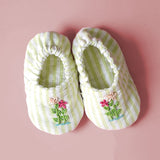 Baby Girl Embroidered Green and White Shoes - Home Sweet Home
