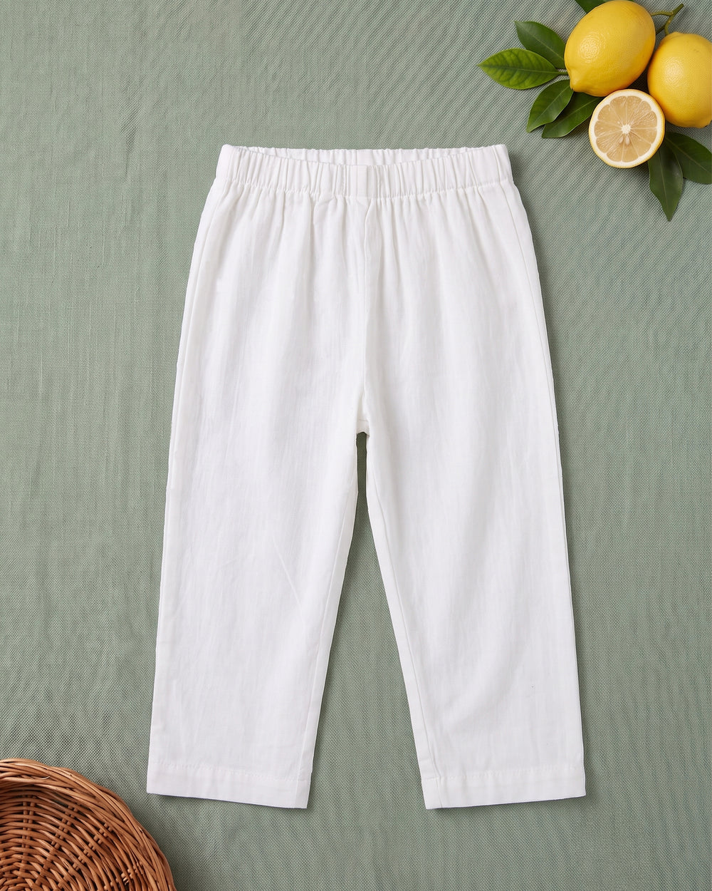 Boys Yellow and White Embroidered Kurta and Pajama Pants Set - Lemonade