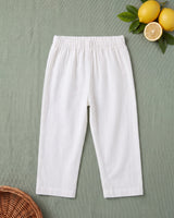 Boys Yellow and White Embroidered Kurta and Pajama Pants Set - Lemonade