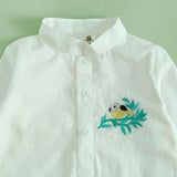 Boys Embroidered White Kurta paired with Pajama Pants - Birdsong