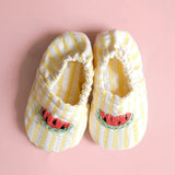 Unisex Baby Embroidered Yellow and White Shoes - Sweet Watermelons