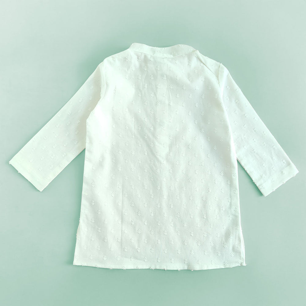 Boys Textured Kurta paired with Pajama Pants - White