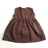 Embroidered Brown Overlap Dress - Sunflowers