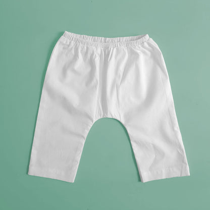 Elastic Waist Solid Diaper Pants - White