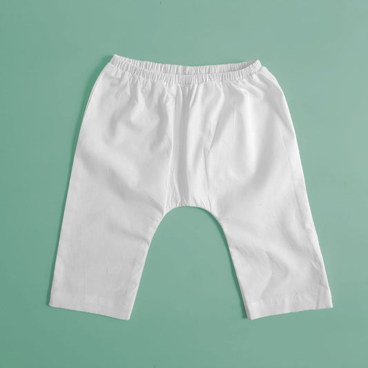 Keebee Organic Cotton Elastic Waist Solid Diaper Pants - White
