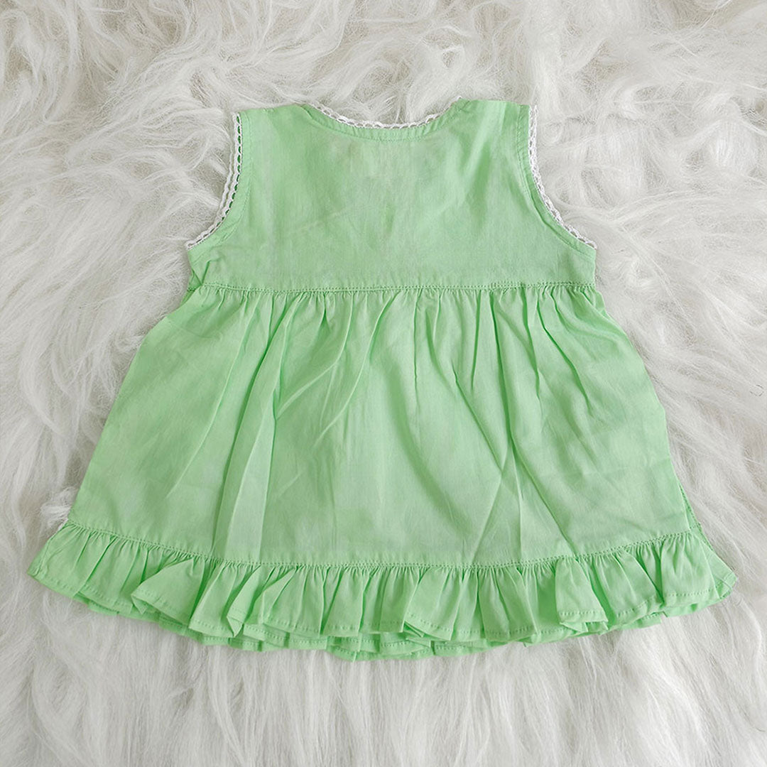 Keebee Organic Cotton Embroidered Baby Girl Mint Green Jabla/Wrap Style Dress - Daisy Field