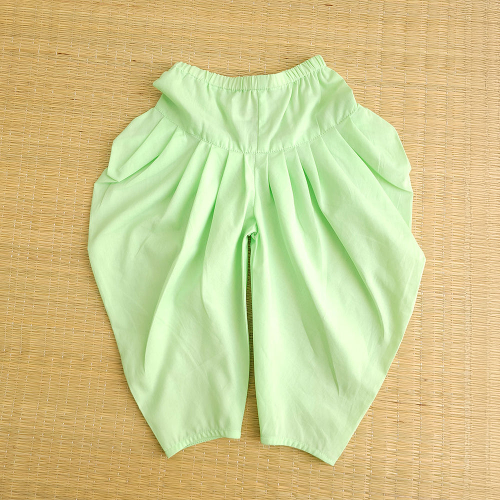 Baby Boy Embroidered White Kurta paired with Green Patiala Pants - Stripes