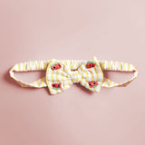 Girls Embroidered Yellow and White Classic Bow Headband - Sweet Watermelons