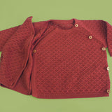 Coffee Brown Hand Embroidered Wrap Style Double Layer Sweater - Floral Hug