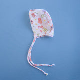 Muslin Printed White Baby Bonnet - Circus Crew