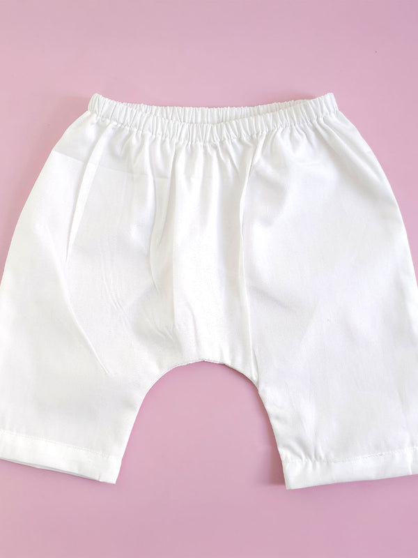 Solid Elastic Waist Baby Diaper Shorts - White