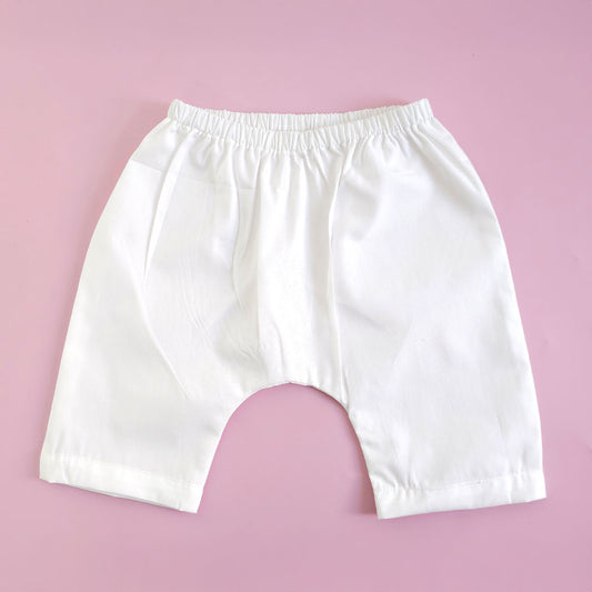 Keebee Organic Cotton Solid Elastic Waist Baby Diaper Shorts - White