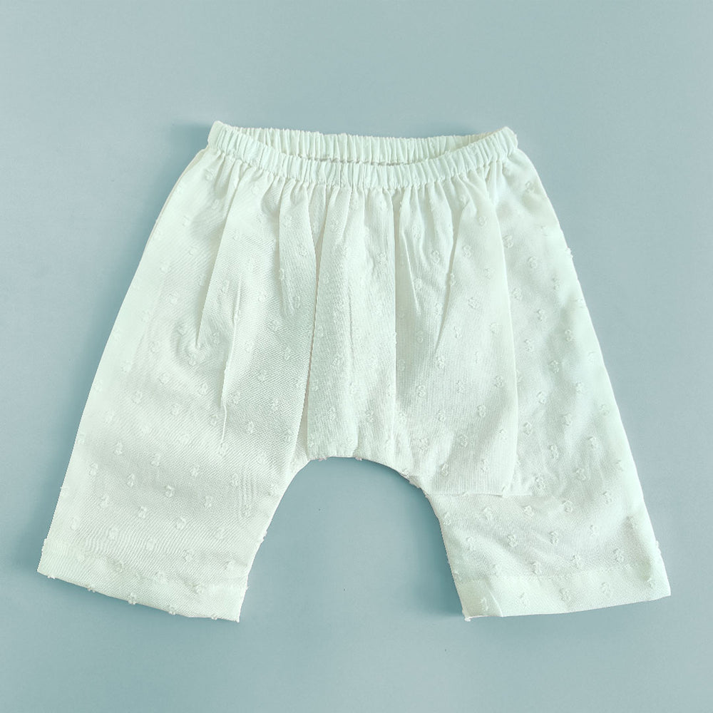 Kimono Wrap Style Solid Textured Baby Jabla Set - White
