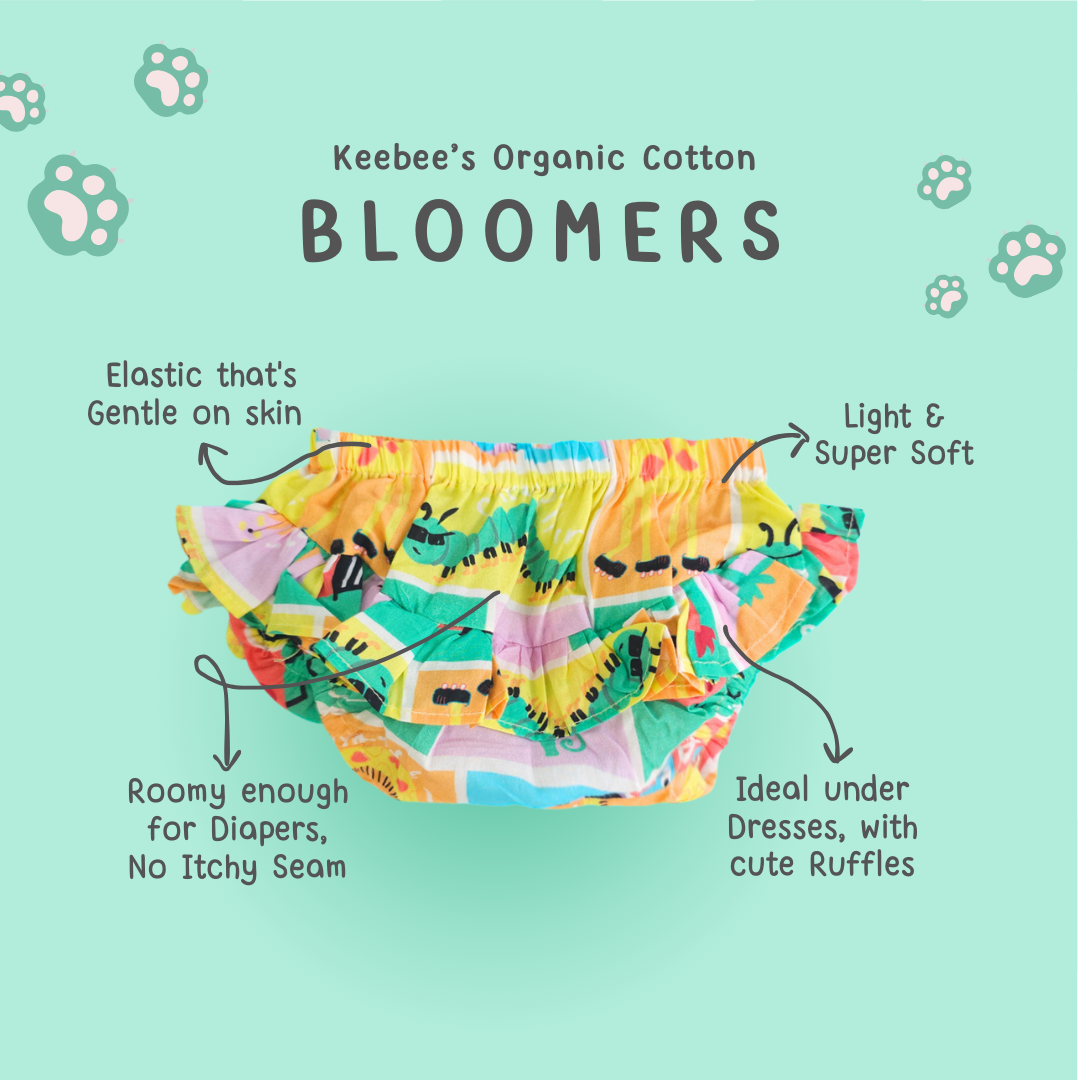 Keebee Organic Cotton Ruffled Baby Girl Bloomer - Zoo Crew