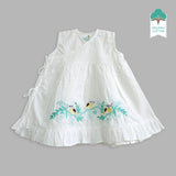 Organic Cotton Embroidered Girls White Jabla / Dress - Birdsong