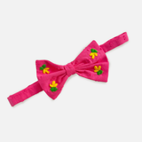 Girls Embroidered Hot Pink Classic Bow Headband - Yellow Bloom