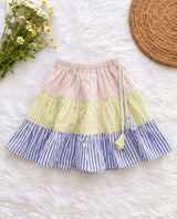 Girls Hand Embroidered Multicolor Lehenga & Choli Set with Stripes - Bloom in Window