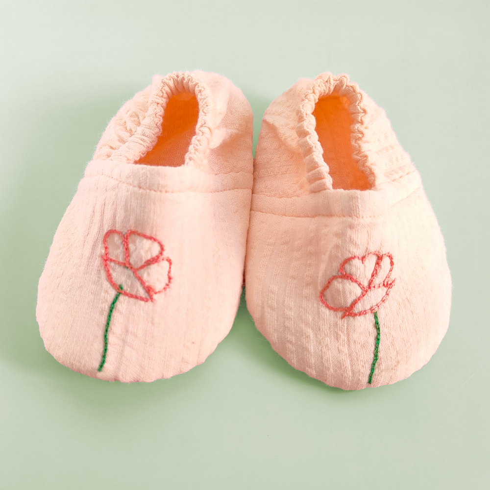 Baby Girl Embroidered Sweet Peach Shoes - Poppy Field