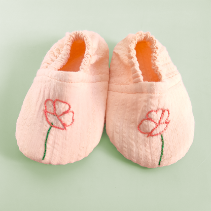 Embroidered Sweet Peach Baby Shoes - Poppy Field