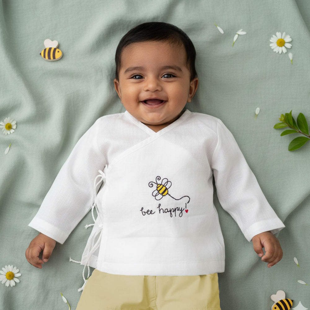 Full Sleeve Embroidered Baby Jabla - Bee Happy