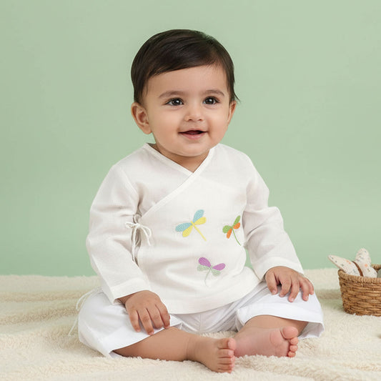 Keebee Organic Cotton Full Sleeve Embroidered Baby Jabla -Dragon Fly