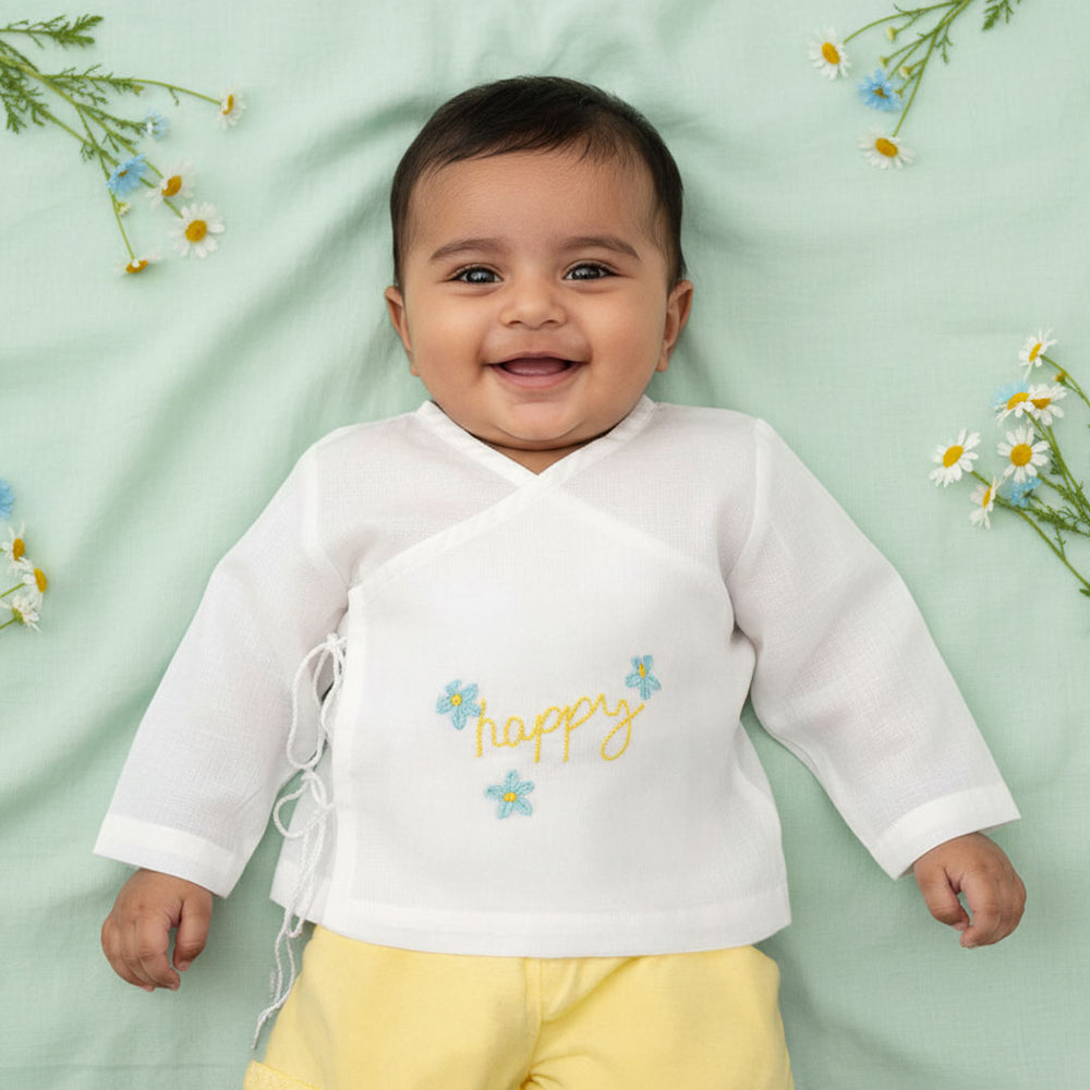 Full Sleeve Embroidered Baby Jabla - Happy