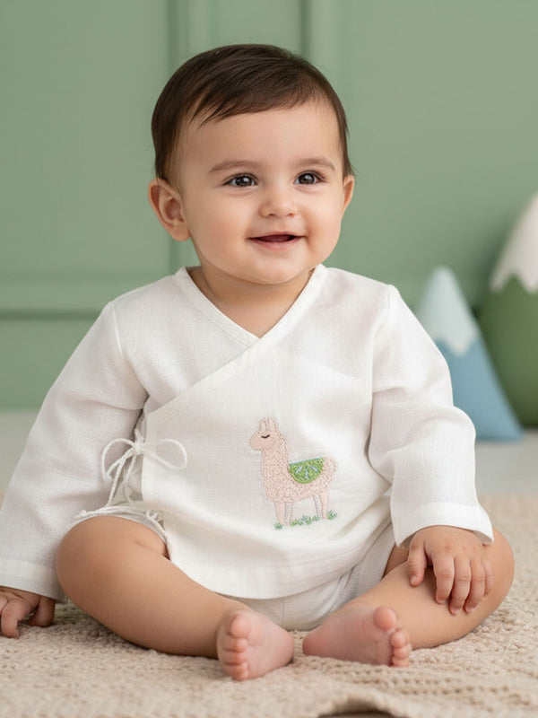 Full Sleeve Embroidered Baby Jabla - Llama