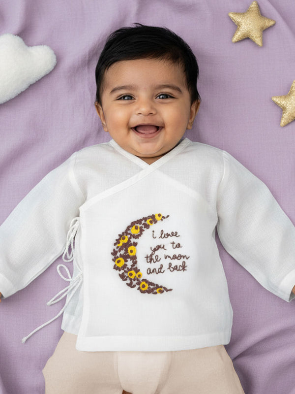 Full Sleeve Embroidered Baby Jabla - Love You to The Moon and Back