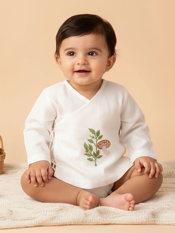 Full Sleeve Embroidered Baby Jabla - Mushroom