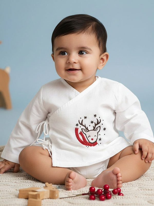 Full Sleeve Embroidered Baby Jabla - Reindeer